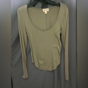 Open Edit Green Long Sleeve Top